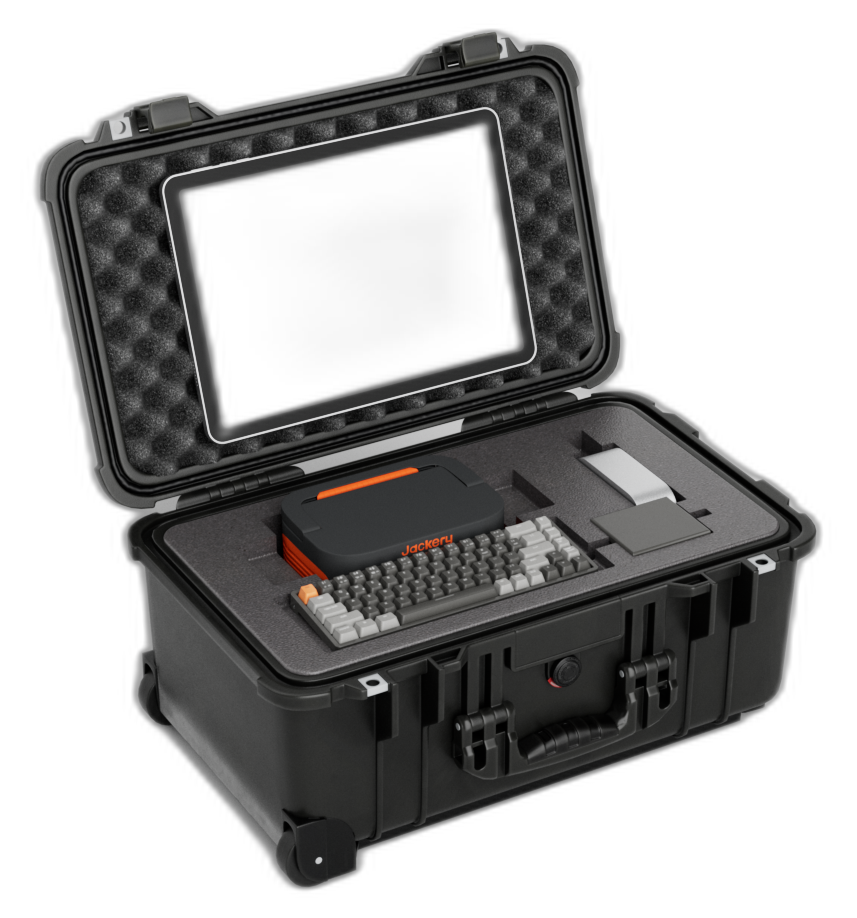 Survival Expert Frontier — ruggedized Pelican case with integrated AI computer, display, and keyboard